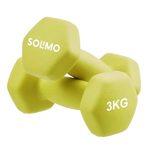Image of Amazon Brand - Solimo Neoprene Dumbbell 3 Kg, Set of 2 (Green)