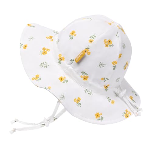 Image of Baby Girl Sun Hat with UPF 50+ Outdoor Adjustable Toddler Beach Hat with Wide Brim Bucket Hats for Kids