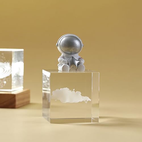 Lámpara de mesa cristal Katutude 6x6x6cm con base de madera miniatura 3