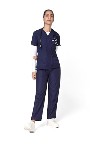 Image of Knya Ecoflex Lite Scrub Suit for Women | 2 Way Stretch Fabric | Lightweight & Fade proof | V Neck Top & Bottom Set | 5 Pocket | Hospital Clinic & OT Wear | Scrubs for Female Doctors Nurses & Dentists