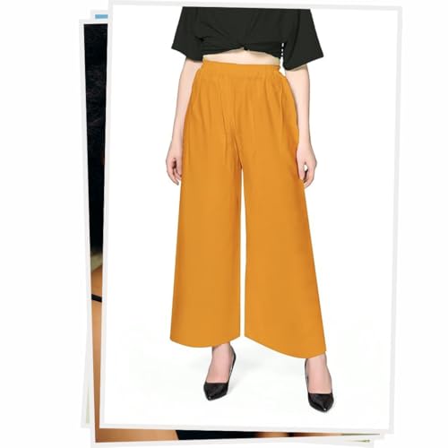 Image of Pranjal Women's Premium Regular Fit Rayon Palazzo - Free Size, Fits Up to 2XL, Stylish & Comfortable (Plazo P)