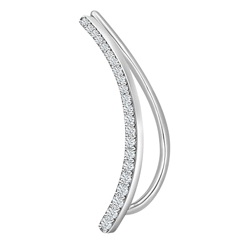 Dazzlingrock Collection 0.11 Carat (ctw) Round White Diamond Crawler Climber Cuff Earring (1Pc Only) for Women in 925 Sterling Silver
