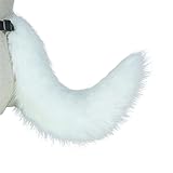 Fluffy Faux Fur Wolf Fox Tail Animal Tail Cosplay Fancy Dress Anime Dress Up Party Accessories (White)