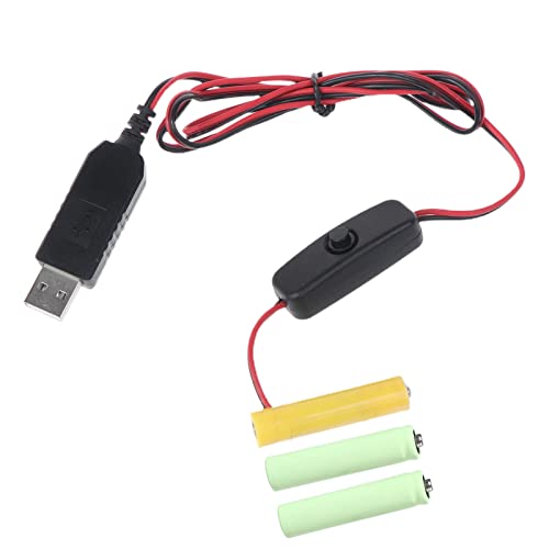 Gissroys Cable de alimentación USB para batería de 3 5 V para reloj de juguete eléctrico, luz LED con interruptor, cable de alimentación USB