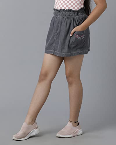 Image of Under Fourteen Girls Pullon Denim Skirt | Skirt for Girls | Woven | 14-15 Yrs(Grey)