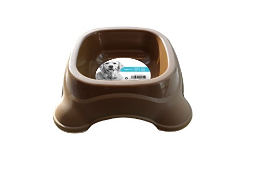 MPETS - Cuenco Simple de plástico para Perro (1,15 L, 3 Unidades), Color Azul Marino, Gris y marrón