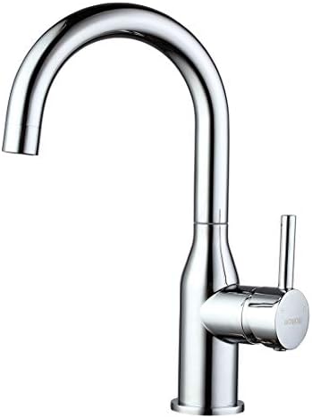 WOWOW Bar Sink Faucet Chrome Modern Single Handle Bar Faucet 1 Hole Small Kitchen Sink Faucet 360 Swivel RV Sink Faucet Mini Bar Tap with Water Supply Hoses