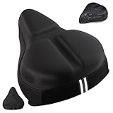 さえだ 自転車 サドルカバー クッション【5CM超肉厚・お尻痛くない】サドル クッション 大きめ 3D 衝撃吸収 装着簡単 防水カバー付き ママチャリ 痛くない ズレない サイクリング 快適 通勤 通学 蒸し暑くない ママチャリ/エアロバイク/電動自転車/折り畳み対応 (反射バンド1本)