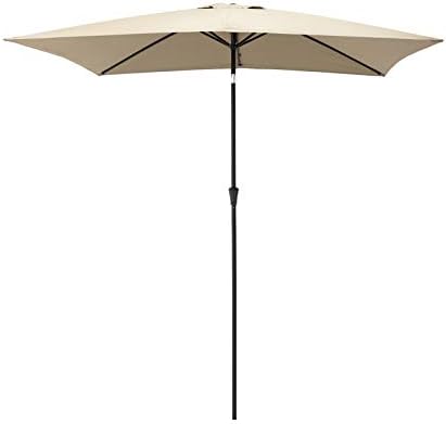 FLAME&SHADE 2 x 3m Rectangular Outdoor Market Garden Parasol Patio Table Umbrella with Tilt and Crank,Navy Blue