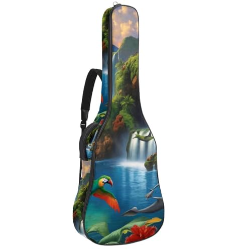Housse pour guitare acoustique multicolore 101,6 cm à motif perroquets