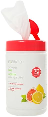 PURDOUX 100% Cotton CPAP Mask Wet Wipes with Grapefruit Lemon Scent, 70 Wipes