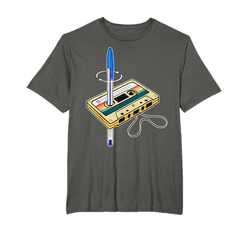 Cinta Cassette Vintage Y Bolígrafo Friki Divertido Años 80 Camiseta