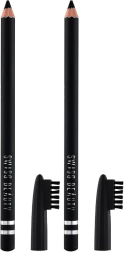 Image of Swiss Beauty Waterproof Eyebrow Pencil With Brush | Smudge Proof Eyebrow Definer Pencil | Shade - Black, 1.5G| (Pack of 2)