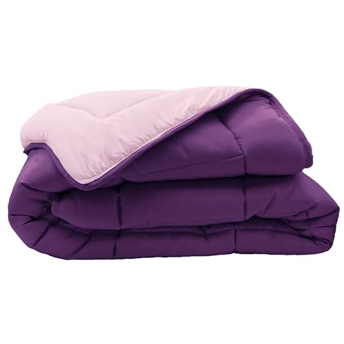 Linnea Couette Hiver 160x220 cm Cocoon Bicolore Prune/Parme garnissage Fibre Polyester 400 g/m2