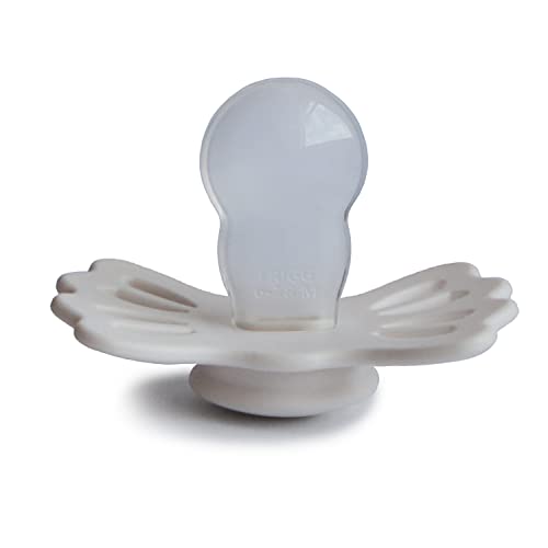 Image of FRIGG Lucky Symmetrical SilkySoft Silicone Baby Pacifier | Made in Denmark | BPA-Free (Silky Satin /Cream, 6-18 Months)