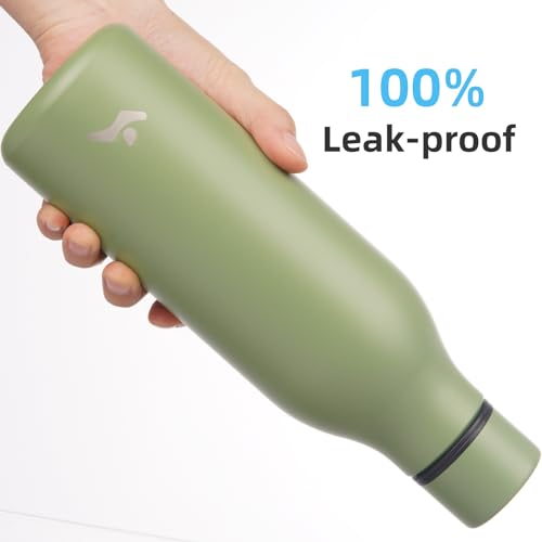 Image of Konokyo Insulated Water Bottle with Strap,18 oz Double Wall Stainless Steel Vacuum Bottles Metal Water Flask,Forest Green