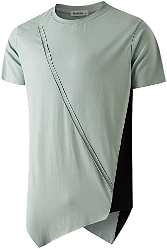 KLIEGOU Men’s Fashion Splicing Irregular Hem Hip Hop T-Shirt