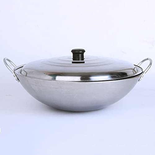 Wok de Acero Inoxidable con Tapa y Asa Doble 40cm
