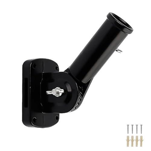 SHENGYIG Fahnenmasthalterung Verstellbar 26.8mm Wandhalterung aus Aluminiumlegierung für Balkon Garten und Gewerbe Fahnenmast Halter Schwarz