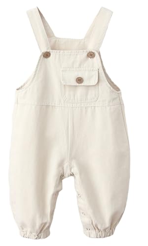 Image of SEAUR Baby Boy Girl Cotton Overalls Casual Button Bib Suspender Pants Cute Romper Loose Jumpsuit One Piece Basic Outfit