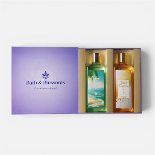 Image of Bath & Blossoms Ocean Breeze & Regal Elegance | Duo Shower Gel Collection | Fresh Aquatic meets Sweet Amber | 2 x 260 ml | Aloe Vera & Vitamin E | Vegan & Paraben Free | Premium Body Care | Luxury Gifting