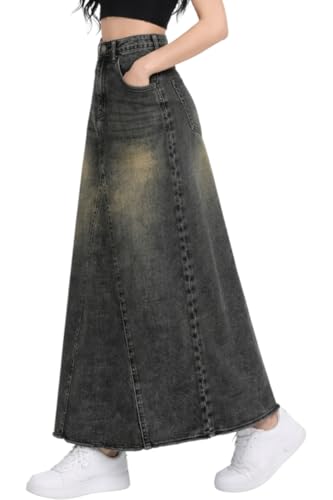 Image of ODDMONKEY Women High Waist Denim Skirt | Skirt for Women | Long Straight Fit Skirt |Long Skirt for Women