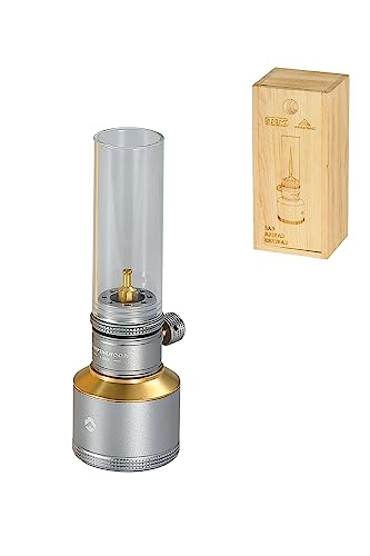 CAMPINGMOON Camping Gaslaterne Gaskerze mit leerem Tank Holzlaterne Koffer T-1D15