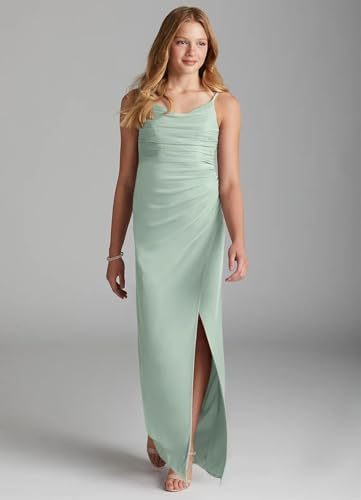 Junior's Mermaid Bridesmaid Dresses for Wedding Long Chiffon Formal Evening Gown with Slit UJR0033