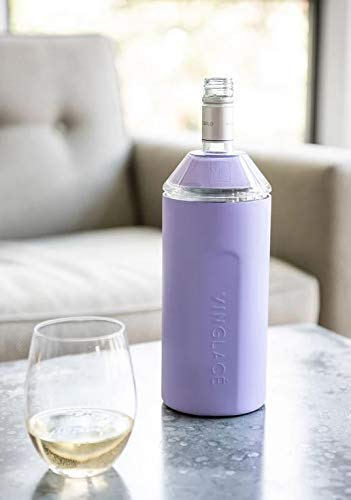 Vinglacé Wine Bottle Insulator | Stainless Steel | Double Walled | Vacuum Insulated | Tritan Plastic Adjustable Top | Keeps Wine & Champagne Cold for Hours | 10" x 11" x 12" | Lilac - Thumbnail 2