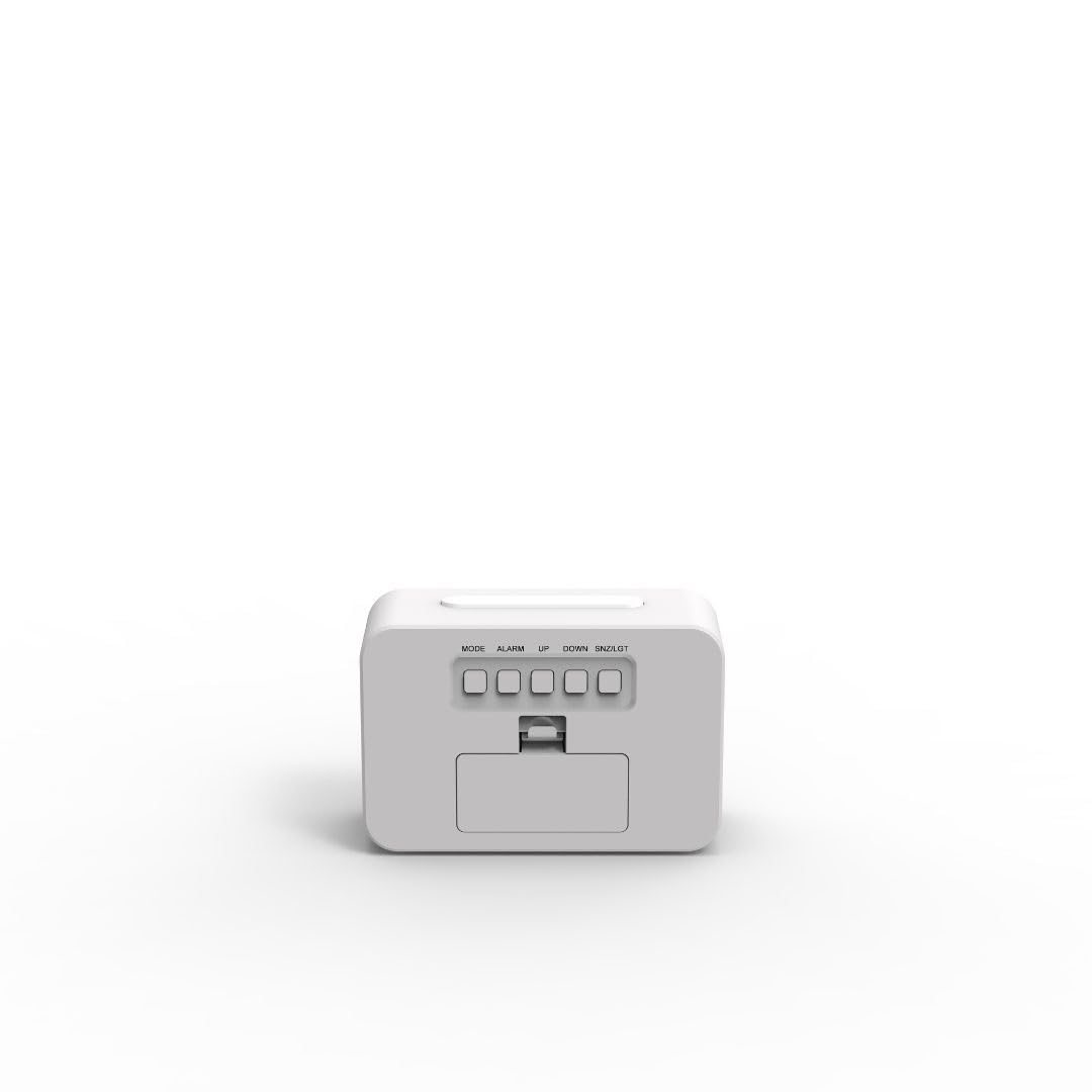 WE Reloj despertador digital con radio, pantalla retroiluminada, hora de visualización, fecha y temperatura, funciona con pilas