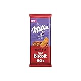 Milka Biscoff Extra, Tableta de Chocolate con Leche de los Alpes con Galleta Lotus Biscoff - 190 g