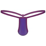 FEESHOW Men Sexy Underwear Briefs Penis Pouch String Low Waist Bikini Hombre Lingerie Underpants Purple X-Large