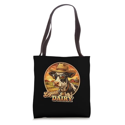 Legend a Dairy Funny Farmer Cow Animal Farming Pun Sunset Tote Bag
