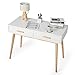 Meerveil - Bureau d'Ordinateur - Table Informatique en Bois avec 2 Tiroirs Style Scandinave pour Bureau Salle d'Etude 100 x 48 x 75 cm Blanc