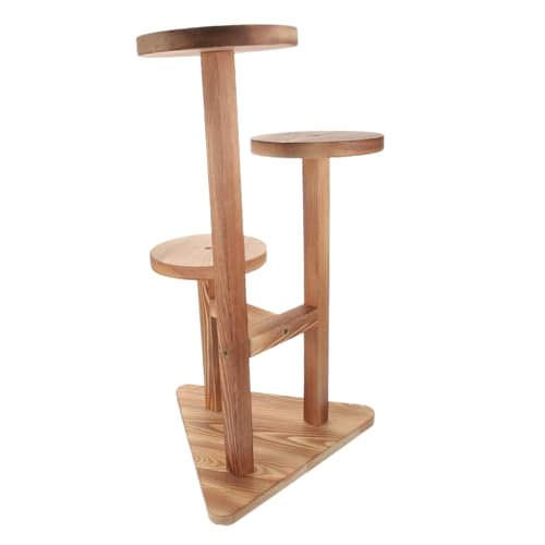 DECOMELODY 木製植物架 多段プランタースタンド 屋内外対応 バルコニー ガーデン用 小型植物置き台 室内装飾に スペース節約軽量設計