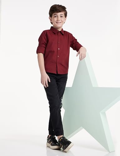Image of Amazon Brand - Symbol Boys 100% Cotton Solid Casual Shirt | Full Sleeves | Regular Fit | Age 2-14 Years