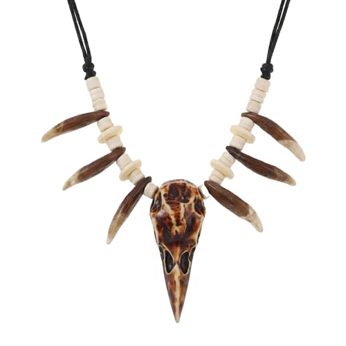 Collier tribal tête de corbeau en résine, le cadeau viking idéal