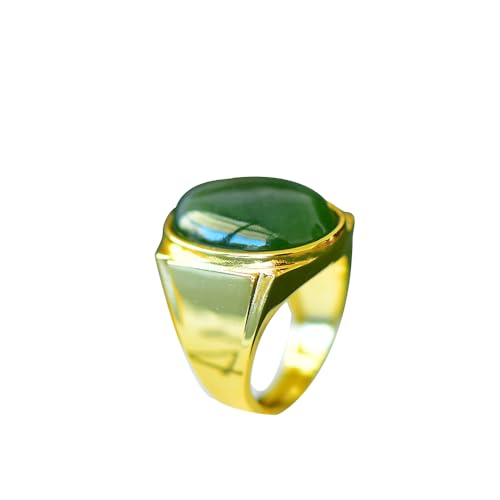 Bague Feng Shui en jaspe Hotan et argent S925 plaqué or : cadeau femme