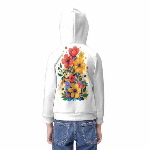 Sweat à capuche enfant fleurs colorées ample et stretch pour éviter la sensation de serrage