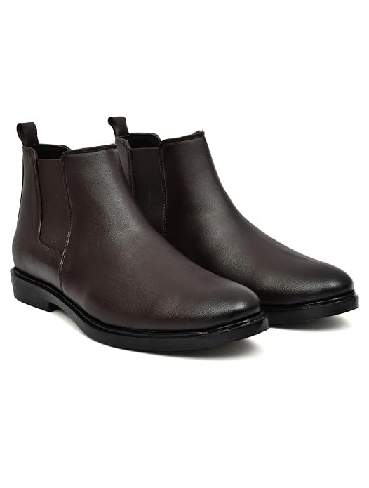 Image of Men's Premium Synthetic Leather Slip-On Formal Shoes for Men | Classic Ankle Boots with Anti-Slip Sole | Office, Party & Casual Wear