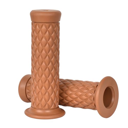 Empuñadura para Manillar Motocicleta de Goma, 22mm Antideslizante Empuñaduras de Moto Manillar, Puños para Moto Universale Agarraderas Diseño Ergonómico, Marrón