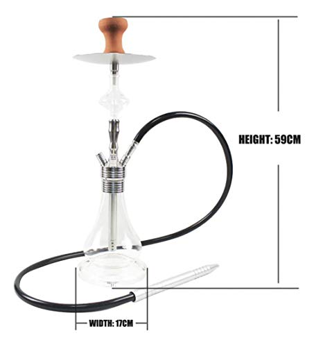 HCDMRE Arab Luxury Extreme Serie 020: 23"Schlauch Shisha Combo Kit Set, Shisha Pipe Glassockel Edelstahl Material Smoking Water Pipe Bong – Bild 5