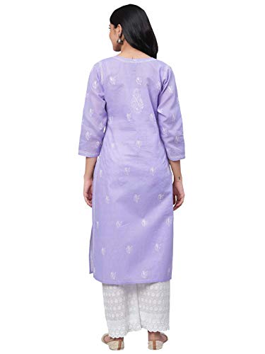 Image of Ada Hand Embroidered Lucknowi Chikankari Cotton Kurta for Women A133488 | Handcrafted lucknow chikan embroidery latest womens ethnic wear kurti tunic for office work wear