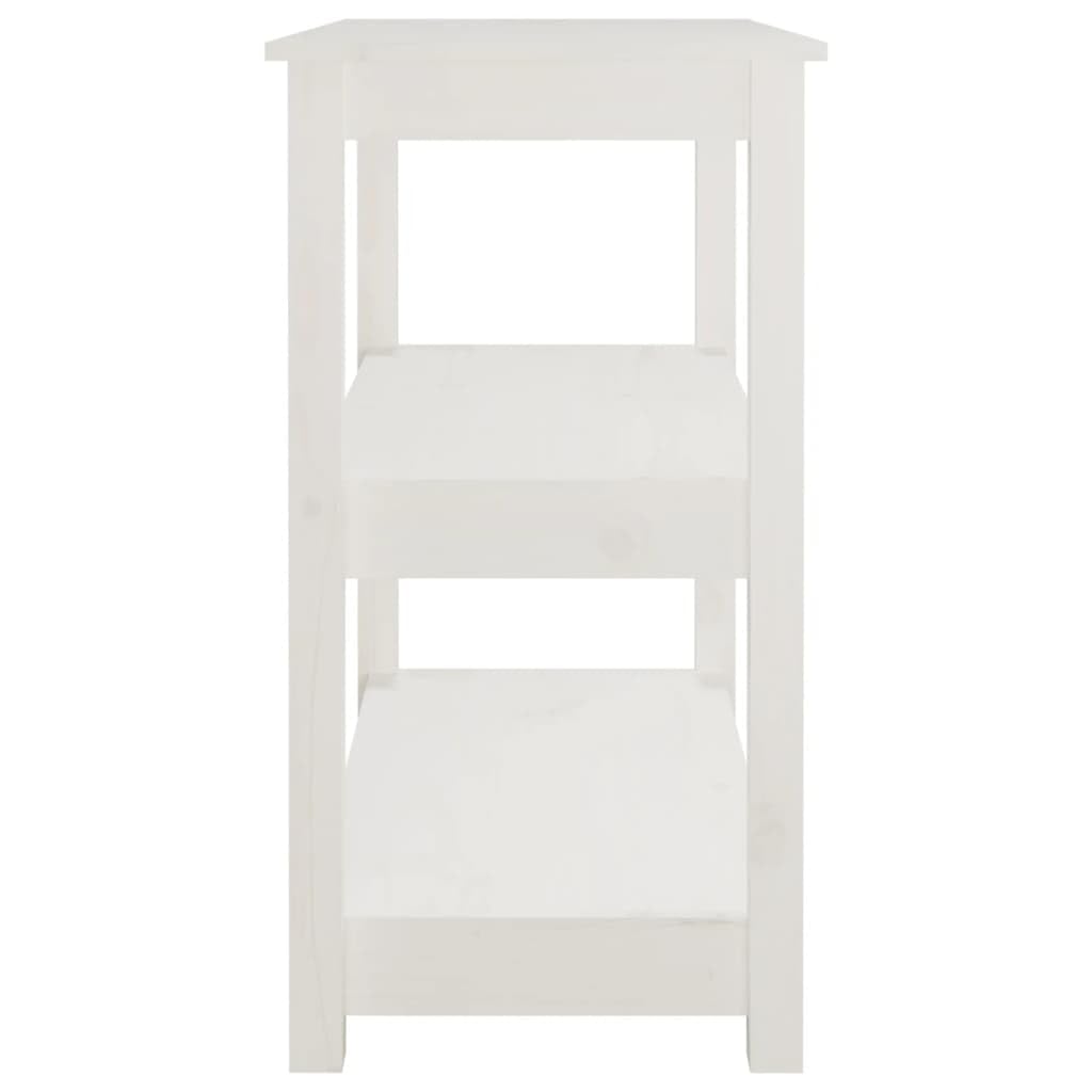 Consola clásica de madera de pino maciza con 3 estantes, versátil como mesa de pasillo o mesa auxiliar para almacenamiento y aspecto rústico
