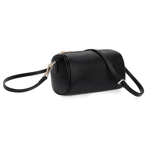 SENDEFN Crossbody Bag for Women Leather Cylinder Purse with Adjustable Strap Small Handbags Crossbody Shoulder Barrel Bag with Zipper