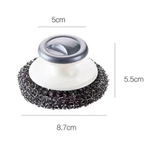Image of 2Pcs Stainless Steel Wool Scrubber with Handle and 1 Pcs Dish Brush,Heavy Duty Pot Scrubbers Dish Scrubber Cleaning Brush Wash for Kitchen Pots, Grills, Pans, Sink (1+2)