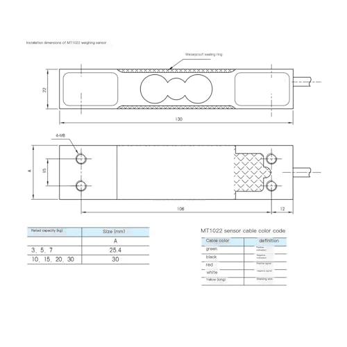 Sensor pesaje MT1022 de 20kg para solucionar lecturas inestables a 10V 2