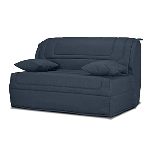 Meubletmoi Banquette lit BZ 140x190 cm avec Housse en Tissu Gris Anthracite Matelas Bultex®...