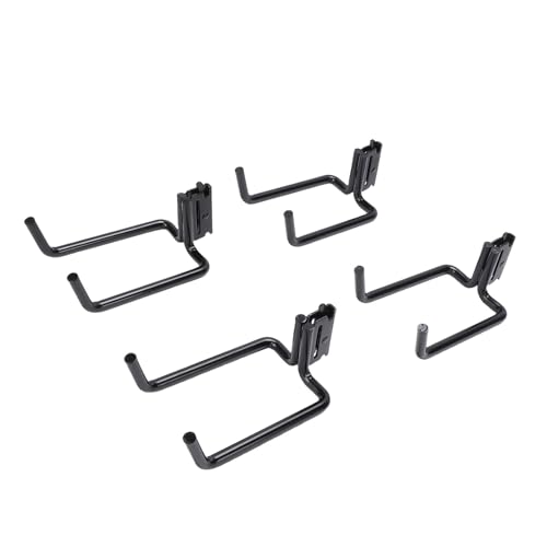 Fabater Support de Pelle Robuste E Track, Lot de 4 Crochets Double J en Acier, Crochet de Rangement pour Outils, Accessoires D'arrimage de Rail E pour Remorque...