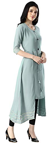 Image of OM SAI LATEST CREATION Designer Slub Cotton Fully Stitched Anarklai Kurti for Women & Girls on Jeans Palazzo or Skirt (Plus Size Upto 2XL)-(Grey)